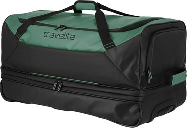 Дорожня сумка на колесах travelite, водостійка, м'яка, з розширенням, 70 см, 98-119 л, зелена
