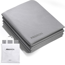 PROIRON Складаний йога-мат TPE 183x61x0,6 см, нековзкий, легкий, з сумкою, для фітнесу та пілатесу, сірий