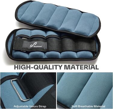 Штанги на щиколотки Sportneer регульовані: 1 пара 0,9/1,8/2,7/3,6/4,5 кг. Підходять для жінок та чоловіків, фітнесу, тренувань, ходьби, бігу. 2,2 кг на щиколотку, 4,5 кг пара (Блукаючий синій)