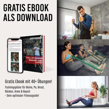 Фітнес-гумки для фітнесу та калістеніки: набір або окремо з сумкою, дверним анкером та інструкцією – ідеально для дому та спортзалу (червоний, чорний, синій)