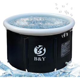 Ексклюзивна ванна для криотерапії B&Y 80 см Ø - велика надувна ванна для спортсменів, 402 л, чорна, 89x55 см