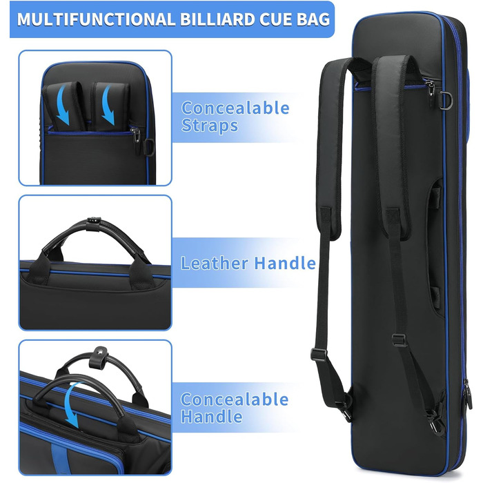 Чохол для кия BOSSTIN, 3x4 / 5x5, для більярдних київ, м'який, з підкладкою, синій