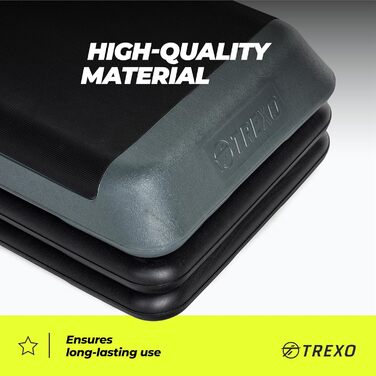Аеробний степпер TREXO для кардіо та фітнесу, регульована висота 10/15/20 см, домашній тренажерний зал, до 250 кг, чорний/рожевий, 109x41 см, модель TRX-AS01, сірий