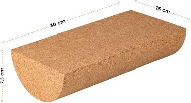 Половинний балансборд-рол з корку для балансувальних дощок, 30x15x7,5 см, виготовлений у Португалії