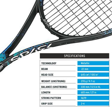 Тенісна ракетка HEAD MX Spark Pro для дорослих, розмір ручки 2, чорна