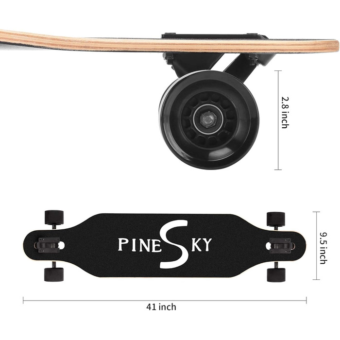 Лонгборд PINESKY 41 дюйм, Maple 8 шарів, для круїзингу, карвінгу, фрістайлу та даунхілу + T-Tool (тигр)