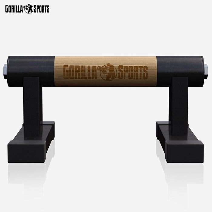 Ручки для віджимань Gorilla Sports® (2 шт) дерев'яні/сталеві, до 300 кг, з сумкою - для калістеніки, парних віджимань, стійки на руках