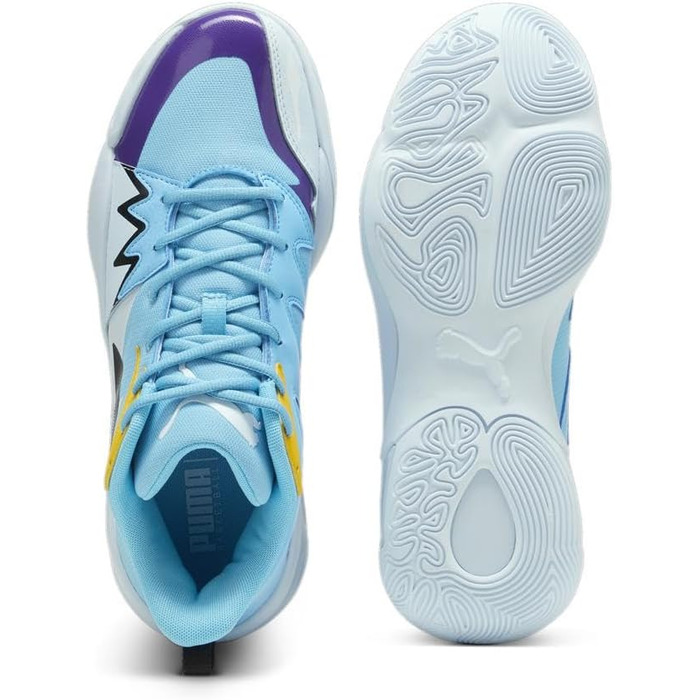 Баскетбольні кросівки PUMA Genetics для чоловіків, білий-електрик лайм, розмір 43 EU / 44.5 EU, блакитний, крижаний блакитний