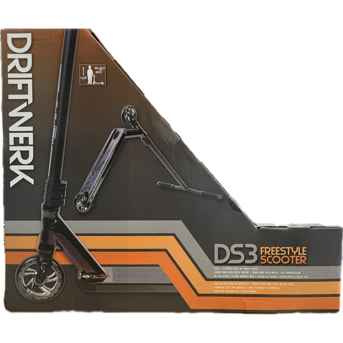 Трюковий самокат Driftwerk DS3 для дітей, фрістайл, чорний неохром