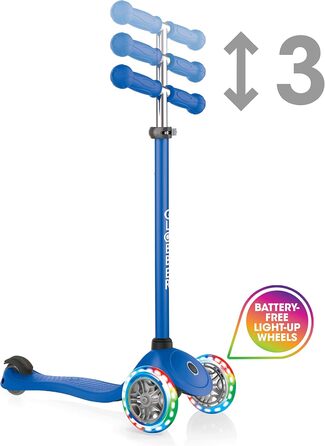 Дитячий самокат Globber Primo Lights, 3-колісний, з LED колесами, регульована висота, 120/80 мм, ABEC 5, неоновий