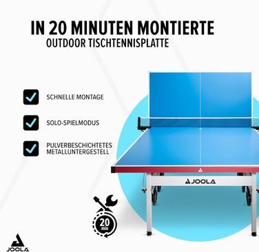 Стіл для пінг-понгу JOOLA ALUTERNA Single: професійний, вуличний, з алюмінієво-пластиковою поверхнею 6 мм та складаним підсвільником