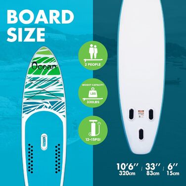 Надувна SUP-дошка FunWater для дорослих, комплект: весло, насос, рюкзак, шнур, водонепроникна сумка, для серфінгу та океану