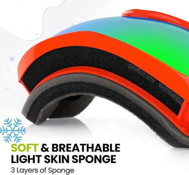 Дитяча лижна маска OutdoorMaster з UV-захистом, сумісна з шоломом, для хлопчиків і дівчаток, VLT 18%