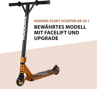 Трюковий самокат HUDORA XR-25.1 з 360° кермом, ABEC 9, золотий, міський та фристайл самокат