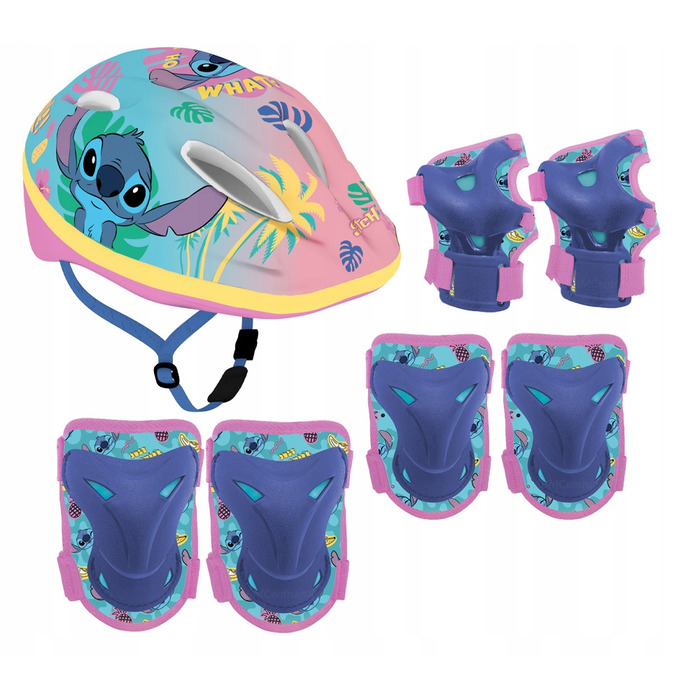 Комплект захисту для роликів та скейта (шолом, наколінники, налокітники) — Stitch
