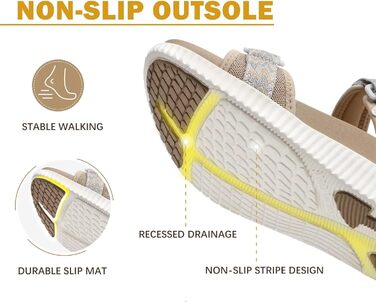 Жіночі трекінгові сандалії KuaiLu: зручні, ортопедичні, для туризму та відпочинку на природі. Легкі, з регульованою застібкою-липучкою, для літа, підходить при фасціїтісу. Колір: бежевий, розмір 39 EU.