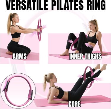 Набір для пілатесу Aischens: кільце Magic Circle, м'яч, гумки для фітнесу, рожевий