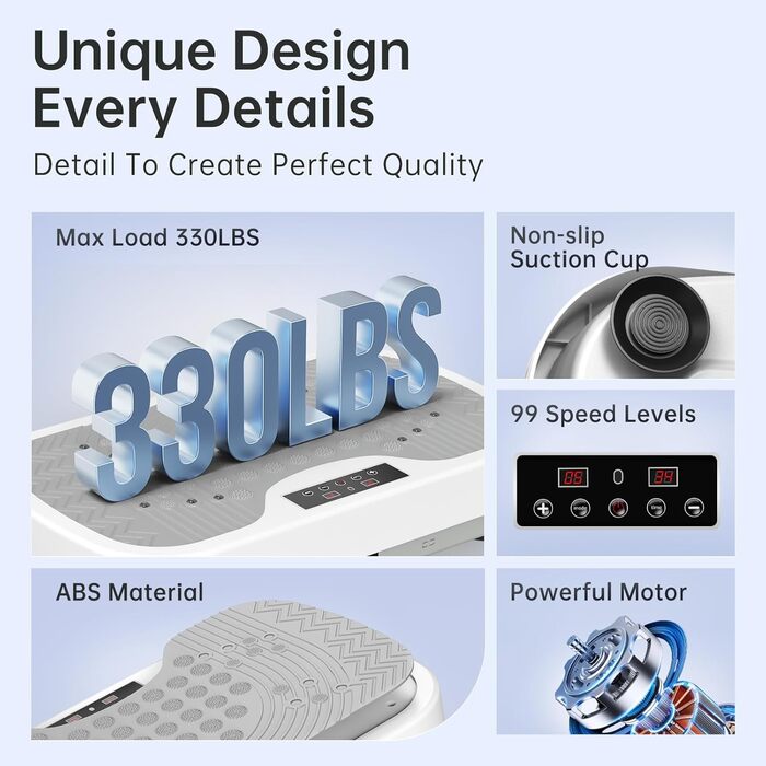 Платформа для вібраційного тренування JOROTO JV30 | Комплексне тренування вдома | 9 режимів вібрації | 99 рівнів інтенсивності | з еластичними стрічками та пультом дистанційного керування | Максимальне навантаження 150 кг | для схуднення та тонусу | Білий