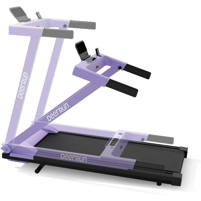 Біговий тренажер DeerRun з підтримкою High-Tech пристроїв, 158 кг, APP-керування, 2573W, складний, з курсами та мультиплеєр, фіолетовий