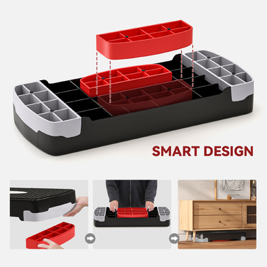 Аеробік-степер двоступеневий з регульованою висотою 68 x 28 x 15 см Чорний+Сірий+Червоний