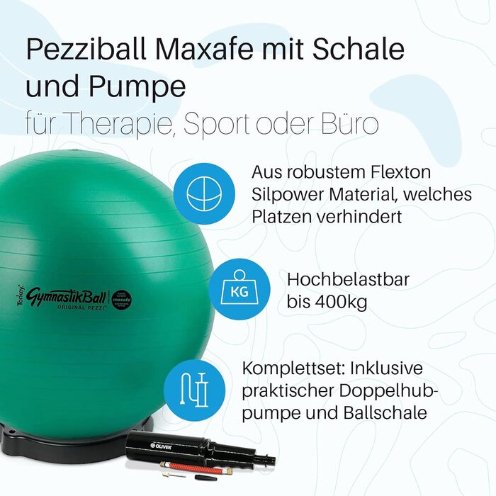 Фітбол Pezziball MAXAFE 75 см з підставкою та насосом, мідний, для фітнесу та йоги