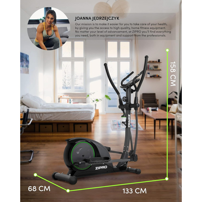 Zipro Crosstrainer Hulk: Магнітний тренажер для дому, до 150 кг, чорний