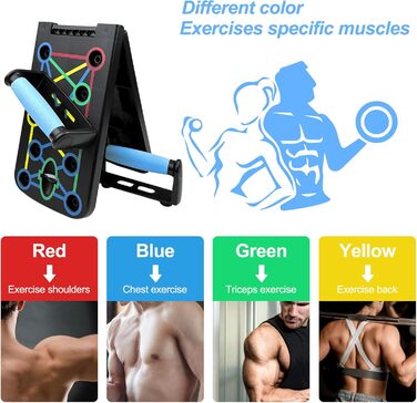 Лежанка для віджимань складана з еластичними тросами для тренувань м'язів та фітнесу