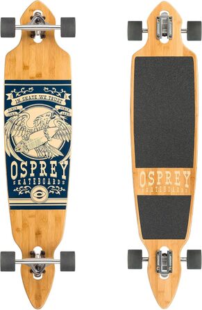 Скейборд Osprey Longboard 42'' з подвійною носовою частиною, 5-шаровий бамбук, для дітей, дорослих та новачків, дизайн 'Орел', різні кольори