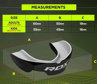 Захист для зубів RDX для бойових видів спорту: MMA, кікбоксинг, хокей, футбол, муай-тай, регбі. Зручна коробка для зберігання. Підходить для дорослих та юніорів (від 12 років).