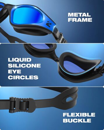 Окуляри для плавання ZIONOR G1 NAVA: Антифог, 100% UV-захист, для дорослих, чорно-сині