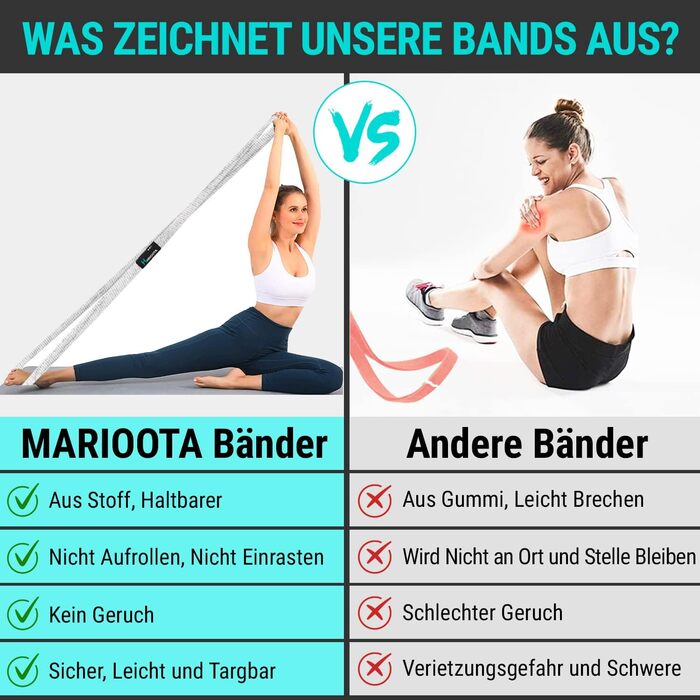 Набір з 3 еластичних стрічок для фітнесу - антиковзкі, дихаючі та еластичні - стрічки для м'язів, йоги, пілатесу та тренувань всього тіла - миються, довговічні та з сумкою. Довгі фітнес-стрічки з марочним дизайном.