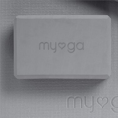 Myga набір для йоги: килимок, блок, ремінь з D-кільцем, сірий – стартовий комплект для початківців, пілатесу, розтяжки, фітнесу