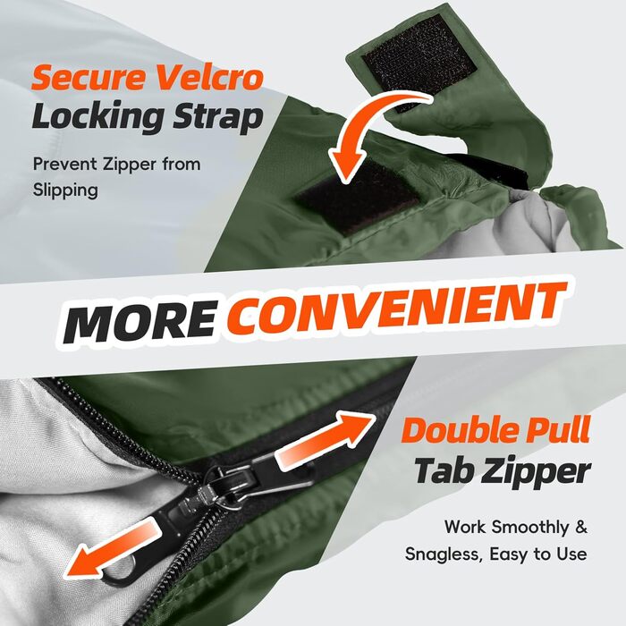 Сплячі мішки MEREZA XL для чоловіків та жінок. Великі, широкі, для кемпінгу. Теплі, з компресійним мішком, для холодної та теплої погоди.