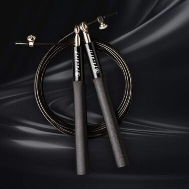 Професійне скакалка для кросфіту | Регульоване фітнес-канат з високошвидкісними підшипниками | Боксерська скакалка | У комплекті сумка (Чорний)