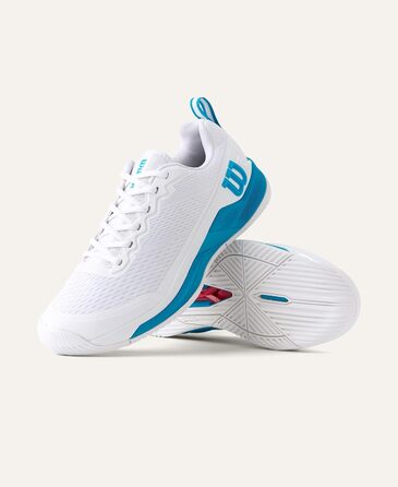 Тенісне взуття Wilson Rush Pro 4.5 Oz для чоловіків, розмір 46 2/3 EU, білий/білий/Atomic Blue