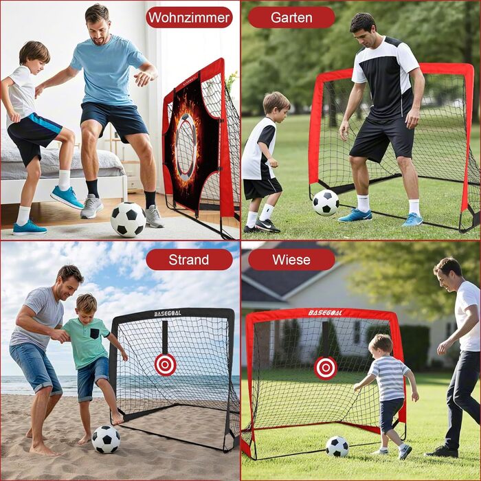 Набір для тренування воріт Kinder Fussballtore 3 в 1 з ціллю, мішенню, конусами та сумкою. Розмір 120x90x90 см. Червоно-чорний, для залу, вулиці та саду.