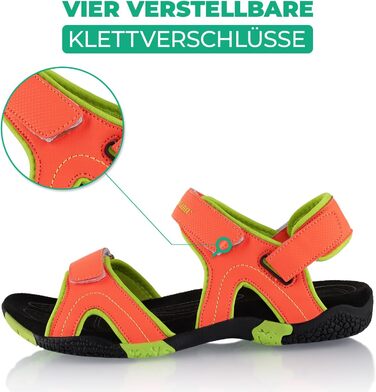 Трекінгові сандалії Fusskleidung для жінок та чоловіків, літні гірські взуття з міцною протекторною підошвою, помаранчево-зелені, розмір 41 EU