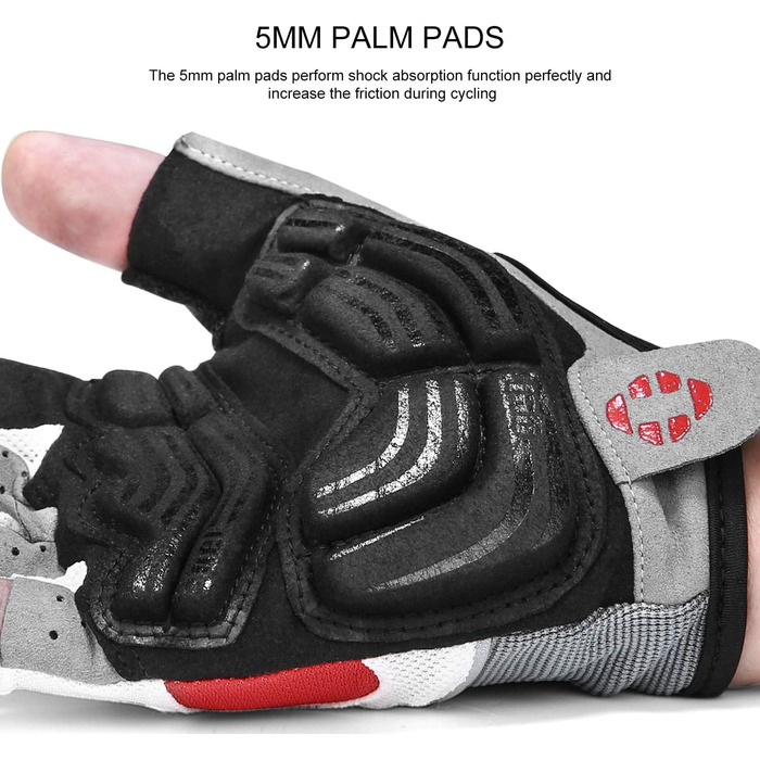 Велосипедні рукавички Inbike напівпальцеві з гелевою амортизацією, дихаючі, неслизькі, для гірського велосипеда, чоловічі/жіночі, літні, MTB, червоні, розмір M