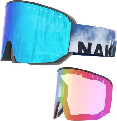Гірськолижна маска NAKED Optics NOVA для чоловіків і жінок, змінні лінзи, для сноуборду та лиж, підходить для окулярів, для поганої погоди, комплект із додатковою лінзою