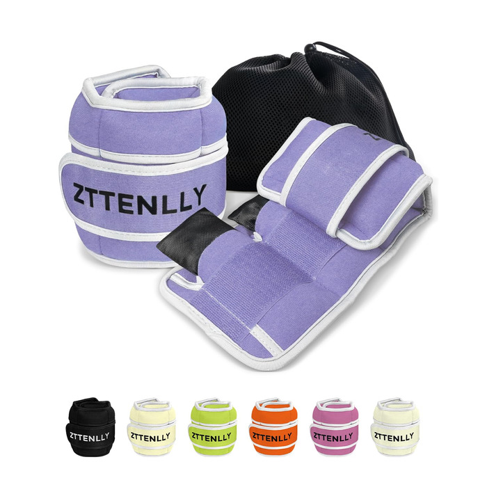 Важкі манжети на ноги та руки - Регульовані вантажні манжети для щиколоток/зап'ясть 0.45-9 кг, фітнес-ваги для дорослих та дітей, йога, біг, спортзал, фіолетовий 9 кг