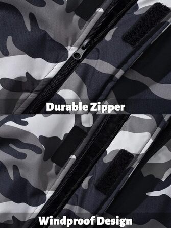 TACVASEN Куртка зимова чоловіча водонепроникна тепла, флісова підкладка, софтшелл, дихаюча, функціональна з відстібною капюшоном (3XL, Чорний камуфляж)