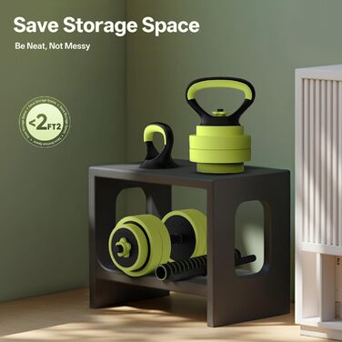 PASYOU Набір гантелей регульовані 20 кг 4 в 1: гантелі, гиря, гантелі з'єднувачем, штанга для домашніх тренувань (зелений)