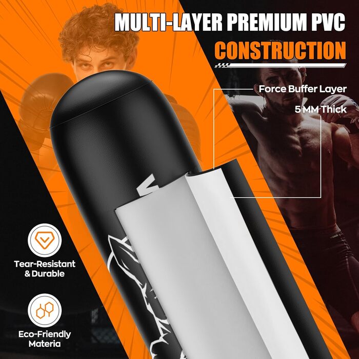 Стенд-мішок для боксу дорослий/підлітковий, 180 см, PVC, для боксу, кікбоксингу, муай-тай, MMA, боксерського тренування