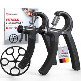 Тренування для рук та пальців Handtrainer: 3 шт. (5-60 кг) - Регульований опір, для зміцнення хвата та підсилення м'язів рук. Чорний колір