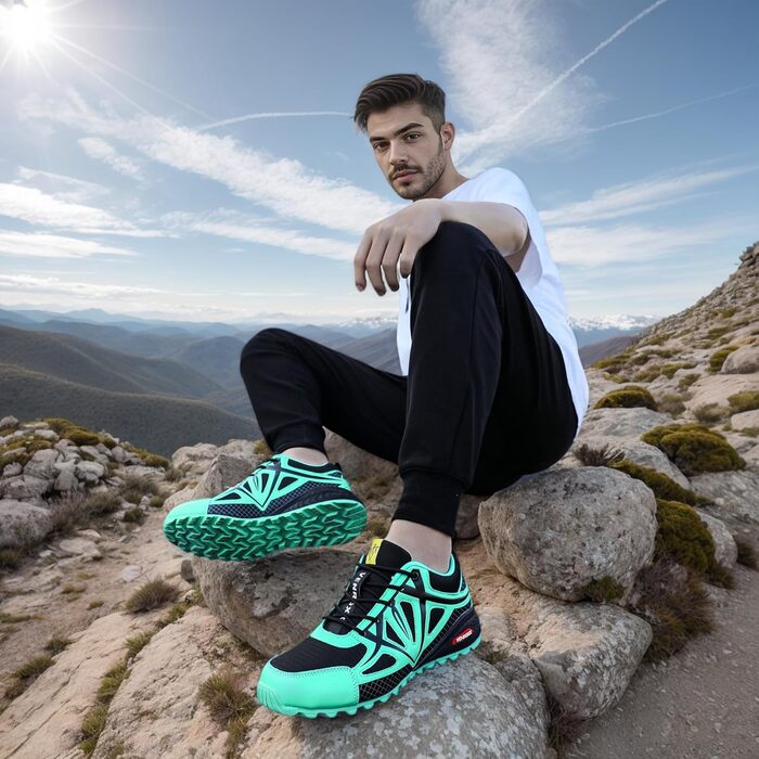 Чоловічі трекінгові кросівки для трейлраннінгу. Легкі, дихаючі, з антиковзкою підошвою. Розміри 39-48 (47 EU), колір зелений