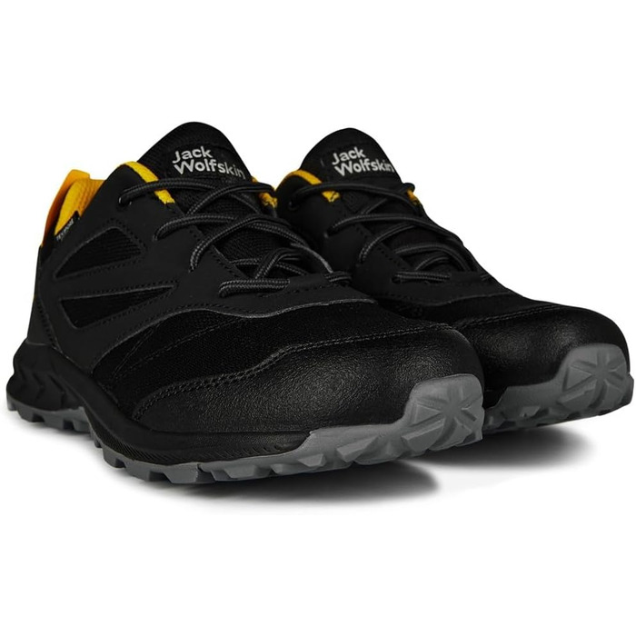 Черевики туристичні Jack Wolfskin Woodland Texapore Low для дітей, 33 EU, чорний/жовтий