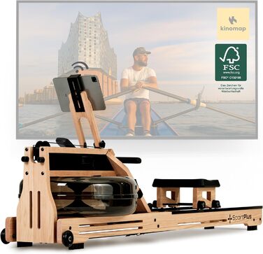 Водяний тренажер SportPlus для дому - міцний, складаний, з екологічного дуба, до 180 кг, сумісний з додатком