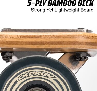 Скейборд Osprey Longboard 42'' з подвійною носовою частиною, 5-шаровий бамбук, для дітей, дорослих та новачків, дизайн 'Орел', різні кольори