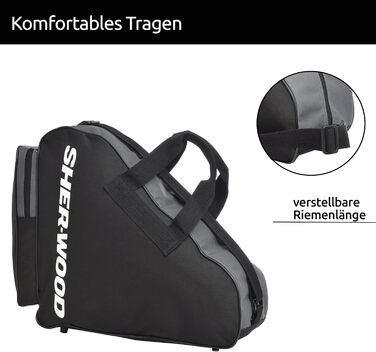 Сумка для ковзанів Sherwood: для ковзанів, роликів та хокею. Чорна сумка для дорослих та дітей