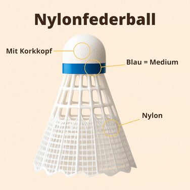 Набір для бадмінтону BEST SPORTING - 6 турнірних м'ячів (Нейлон, середня швидкість)